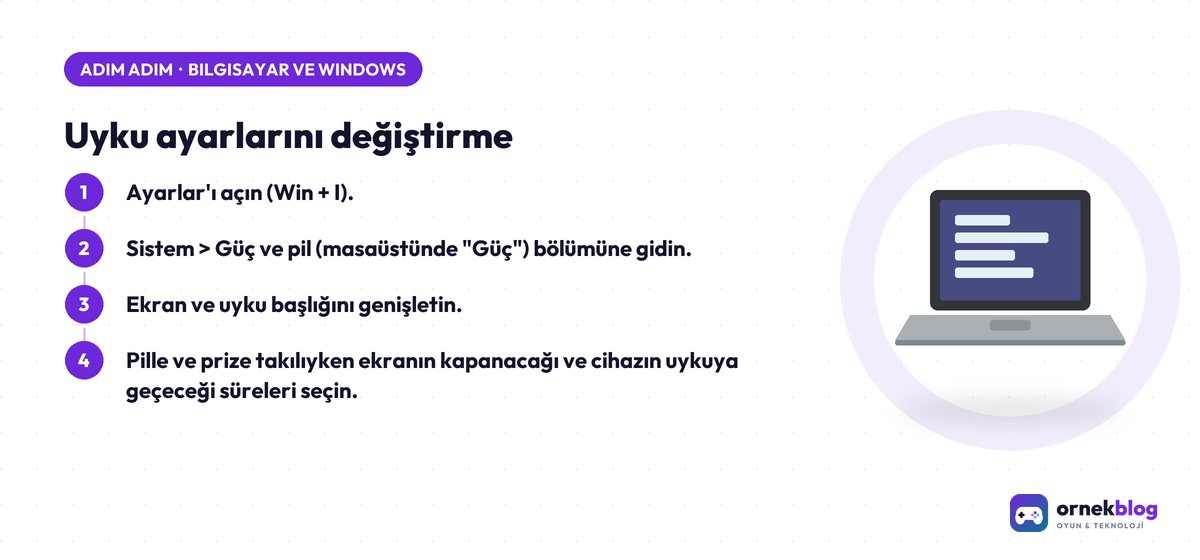 Uyku ayarlarını değiştirme – adım adım özet görseli